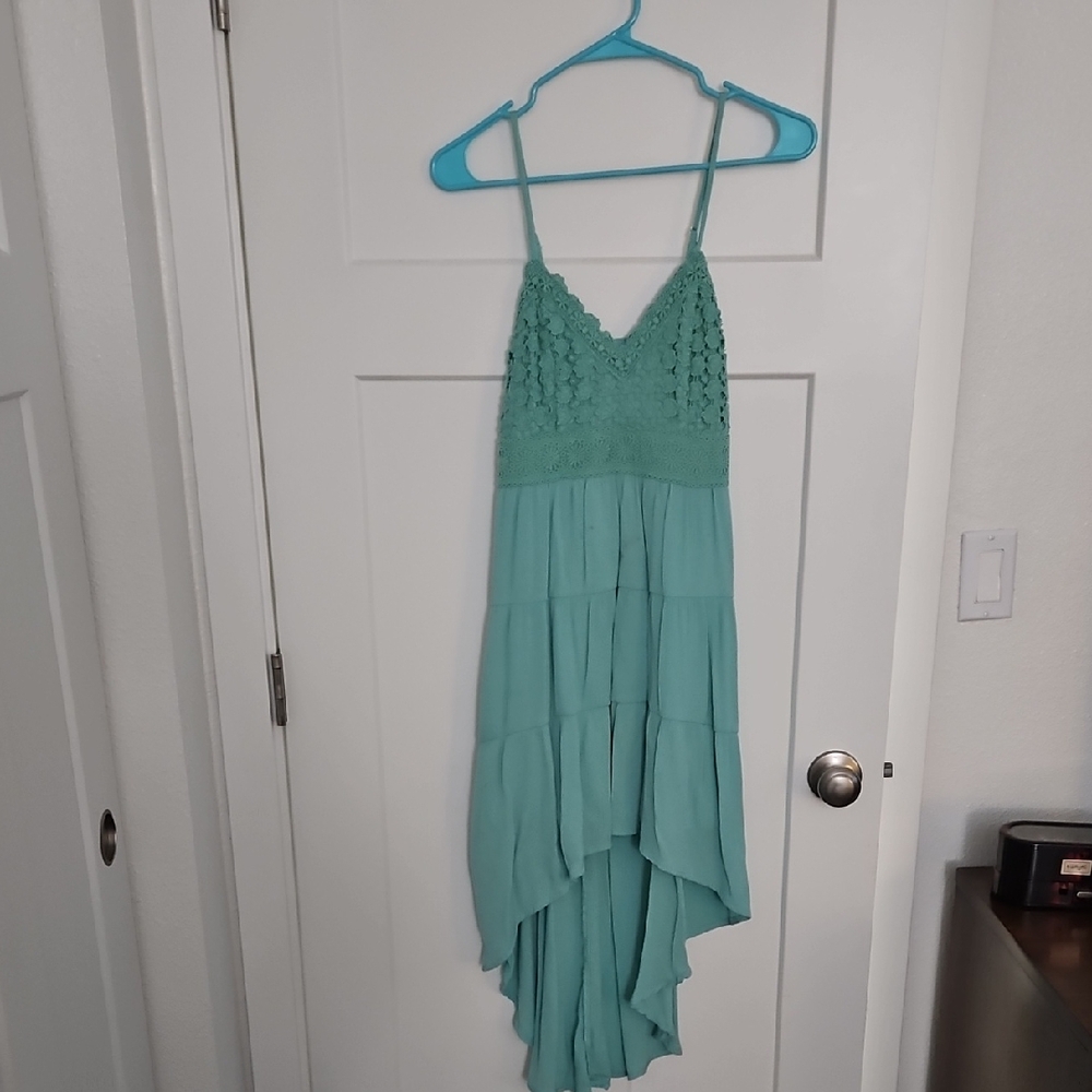 No Boundaries Teal High Low Dress